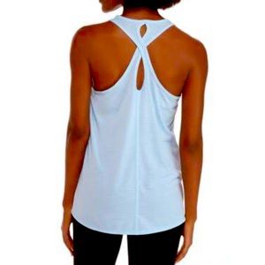 Blue zelos twisted back work out tank top